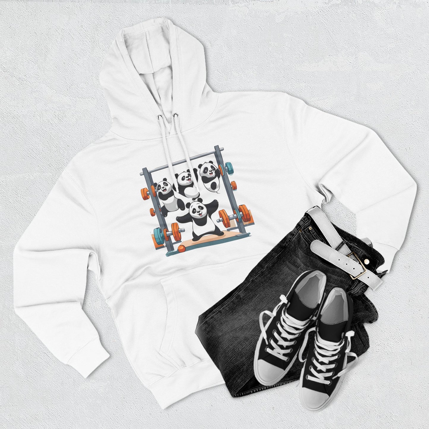 Panda Family Lifting Bars- Three-Panel Fleece Hoodie