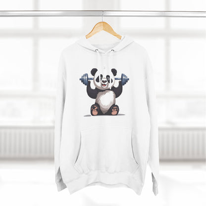 Happy Panda Lifting Weights- Three-Panel Fleece Hoodie