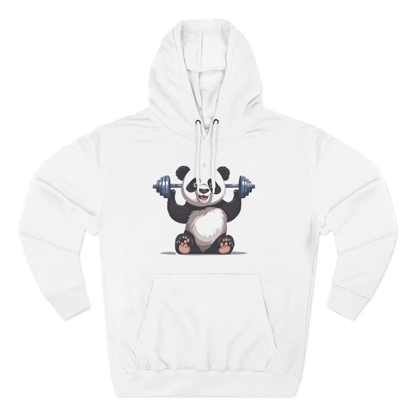 Happy Panda Lifting Weights- Three-Panel Fleece Hoodie