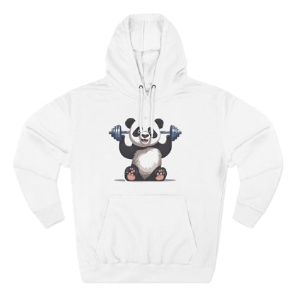 Happy Panda Lifting Weights- Three-Panel Fleece Hoodie