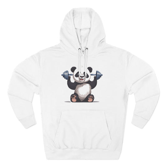 Happy Panda Lifting Weights- Three-Panel Fleece Hoodie