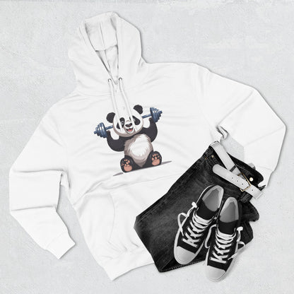 Happy Panda Lifting Weights- Three-Panel Fleece Hoodie