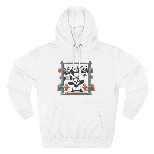 Panda Family Lifting Bars- Three-Panel Fleece Hoodie